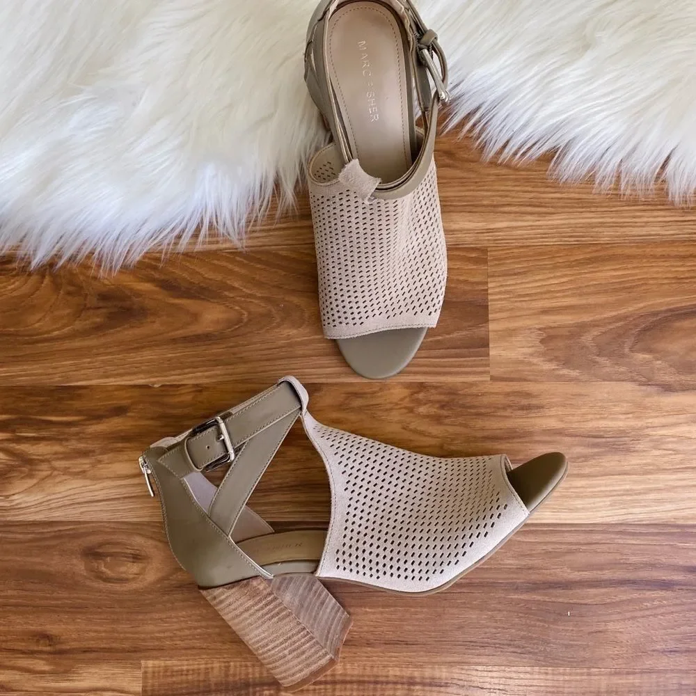 Marc Fisher Gabie Stacked Heel Open Toe Boots